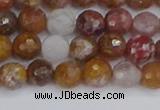 CAG9911 15.5 inches 6mm faceted round red moss agate beads