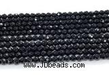 CON122 15.5 inches 4mm faceted round black onyx gemstone beads