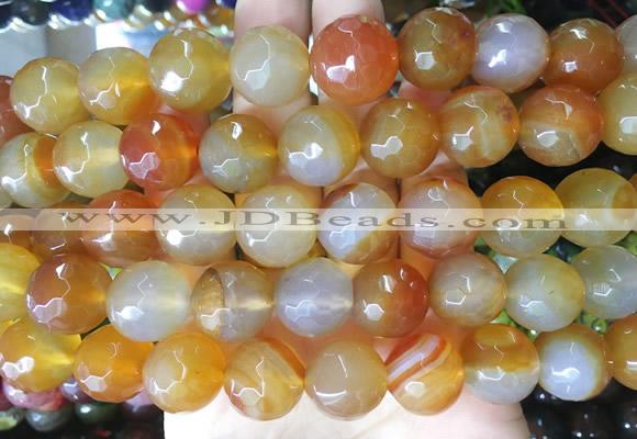 AGBS151 15 inches 16mm faceted round agate gemstone beads wholesale