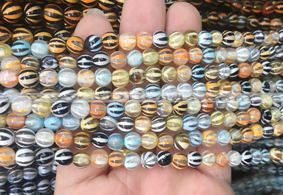 AGBS206 15 inches 6mm round tibetan dzi agate gemstone beads