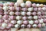 BLBS21 15 inches 10*11mm bell pink wood jasper beads wholesale