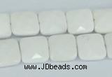 CAA04 15.5 inches 10*10mm faceted square white agate gemstone beads