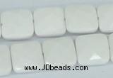 CAA05 15.5 inches 14*14mm faceted square white agate gemstone beads