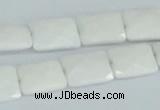 CAA07 15.5 inches 10*14mm faceted rectangle white agate gemstone beads