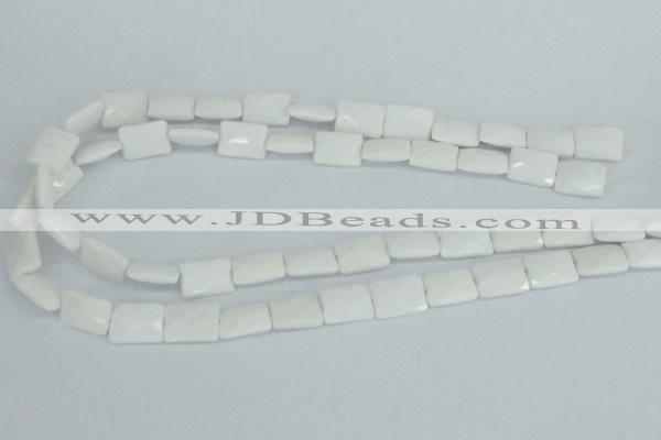 CAA07 15.5 inches 10*14mm faceted rectangle white agate gemstone beads