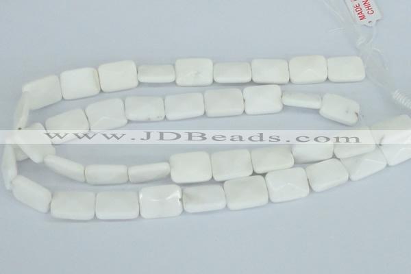 CAA08 15.5 inches 15*20mm faceted rectangle white agate gemstone beads