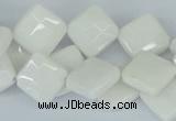 CAA09 15.5 inches 12*12mm faceted diamond white agate gemstone beads