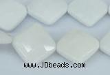 CAA10 15.5 inches 18*18mm faceted diamond white agate gemstone beads