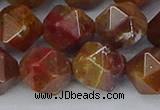 CAA1003 15.5 inches 12mm faceted nuggets red moss agate beads