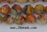 CAA1015 15.5 inches 8mm faceted nuggets red crazy lace agate beads