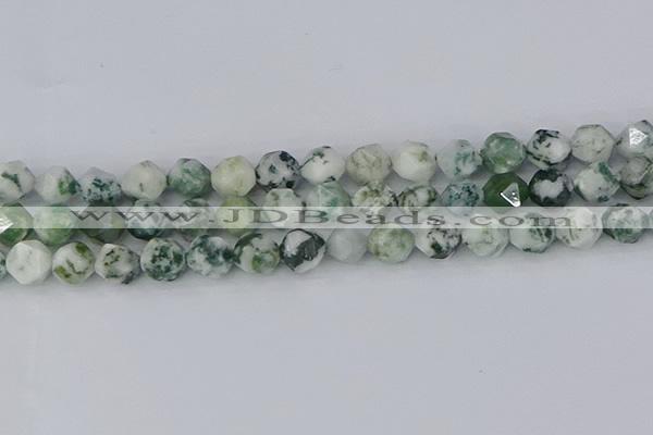 CAA1023 15.5 inches 12mm faceted nuggets tree agate beads