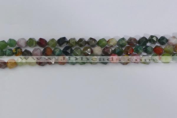 CAA1027 15.5 inches 8mm faceted nuggets Indian agate beads