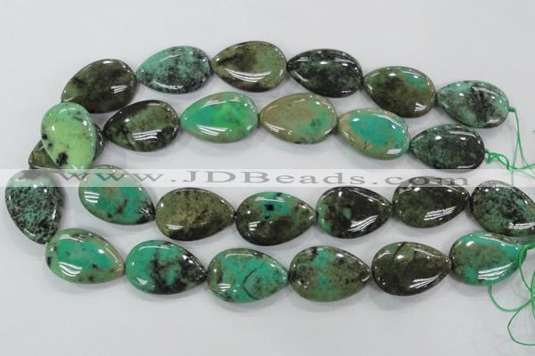 CAA104 15.5 inches 20*30mm flat teardrop grass agate gemstone beads