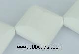 CAA11 15.5 inches 25*25mm faceted diamond white agate gemstone beads