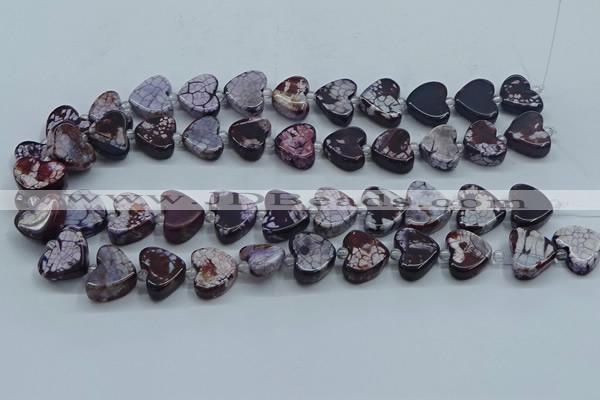 CAA1187 15.5 inches 16mm - 18mm heart dragon veins agate beads