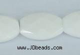 CAA12 15.5 inches 20*30mm faceted oval white agate gemstone beads