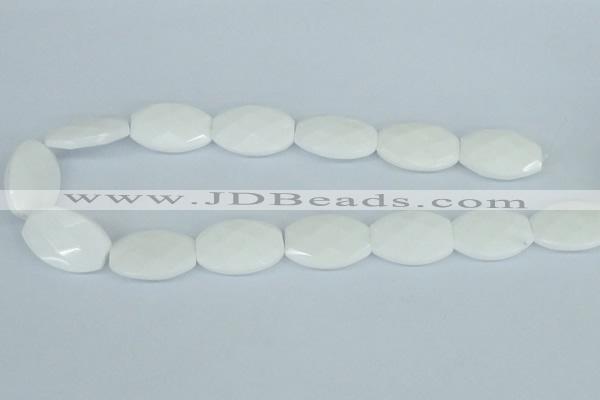 CAA12 15.5 inches 20*30mm faceted oval white agate gemstone beads