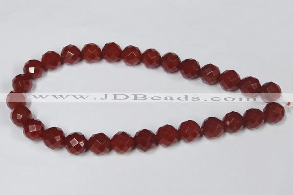 CAA120 15.5 inches 14mm faceted round red agate gemstone beads