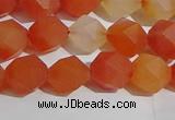 CAA1237 15.5 inches 8mm faceted nuggets matte red agate beads