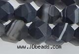 CAA1245 15.5 inches 12mm faceted nuggets matte black line agate beads