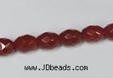 CAA125 15.5 inches 8*10mm faceted rice red agate gemstone beads