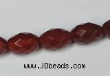 CAA126 15.5 inches 10*14mm faceted rice red agate gemstone beads