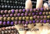 CAA1294 15.5 inches 8mm round matte plated druzy agate beads