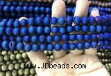 CAA1299 15.5 inches 8mm round matte plated druzy agate beads