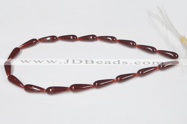 CAA133 15.5 inches 8*22mm teardrop red agate gemstone beads