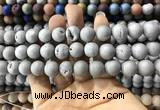 CAA1330 15.5 inches 12mm round matte plated druzy agate beads