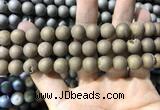 CAA1335 15.5 inches 12mm round matte plated druzy agate beads