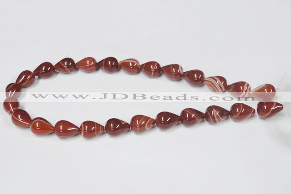 CAA135 15.5 inches 8*16mm teardrop red agate gemstone beads