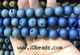 CAA1378 15.5 inches 16mm round matte plated druzy agate beads