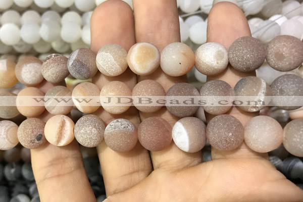 CAA1448 15.5 inches 14mm round matte druzy agate beads