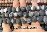 CAA1455 15.5 inches 14mm round matte druzy agate beads