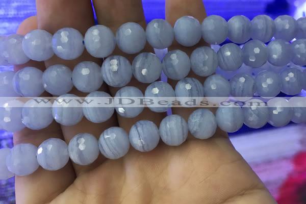 CAA1463 15.5 inches 10mm faceted round blue lace agate beads