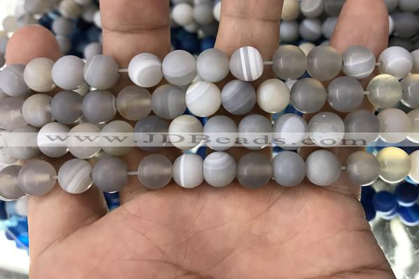 CAA1471 15.5 inches 8mm round matte banded agate beads wholesale