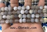 CAA1472 15.5 inches 10mm round matte banded agate beads wholesale