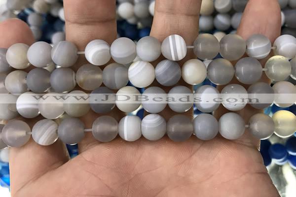 CAA1472 15.5 inches 10mm round matte banded agate beads wholesale