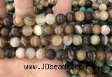 CAA1478 15.5 inches 12mm round matte banded agate beads wholesale