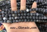 CAA1485 15.5 inches 6mm round matte banded agate beads wholesale