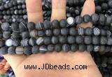 CAA1486 15.5 inches 8mm round matte banded agate beads wholesale