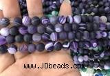 CAA1495 15.5 inches 6mm round matte banded agate beads wholesale