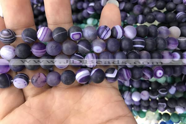 CAA1495 15.5 inches 6mm round matte banded agate beads wholesale