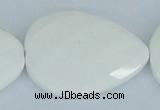 CAA15 15.5 inches 30*40mm faceted flat teardrop white agate beads