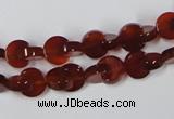 CAA151 15.5 inches 8*8mm curved moon red agate gemstone beads