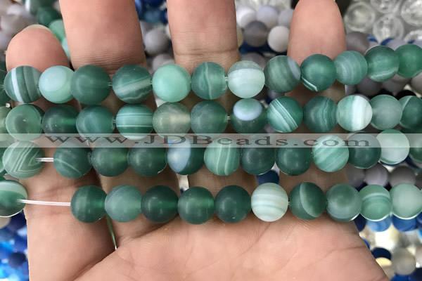 CAA1518 15.5 inches 12mm round matte banded agate beads wholesale