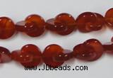 CAA153 15.5 inches 12*12mm curved moon red agate gemstone beads