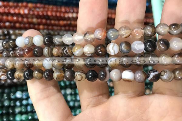 CAA1537 15.5 inches 6mm round banded agate beads wholesale