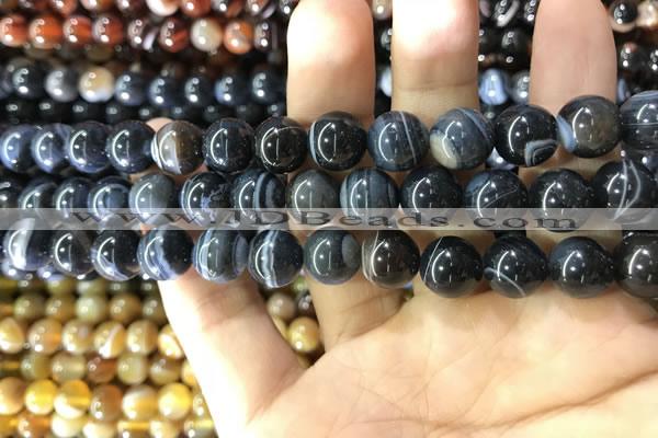 CAA1545 15.5 inches 10mm round banded agate beads wholesale